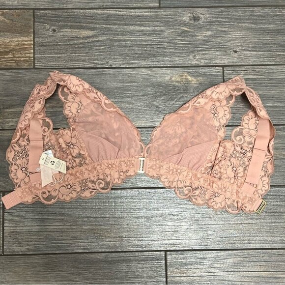 NWT We are HAH Free People Got Ur Back Bra Large Lace Mesh Bralette Copper Rose - Picture 4 of 14